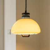 Vela Pudding Glass and Wood Pendant Light with Adjustable Retractable Cable