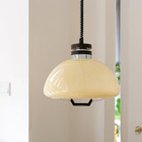 Vela Pudding Glass and Wood Pendant Light with Adjustable Retractable Cable