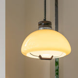 Vela Pudding Glass and Wood Pendant Light with Adjustable Retractable Cable