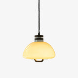 Vela Pudding Glass and Wood Pendant Light with Adjustable Retractable Cable