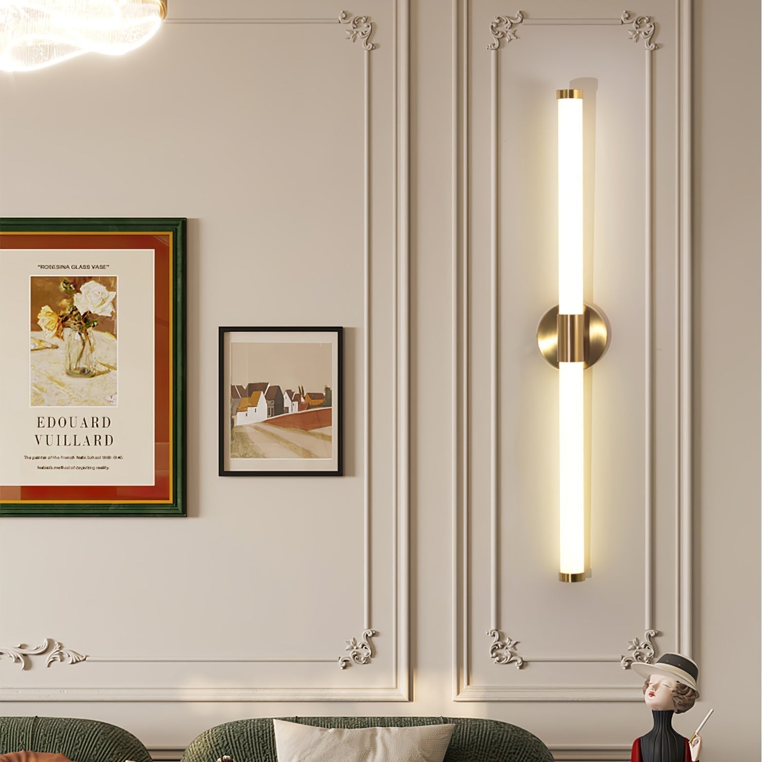 Vertical Gold Tubo Linear LED Wall Lamp Modern Minimalist Architectural Sconce Lighting