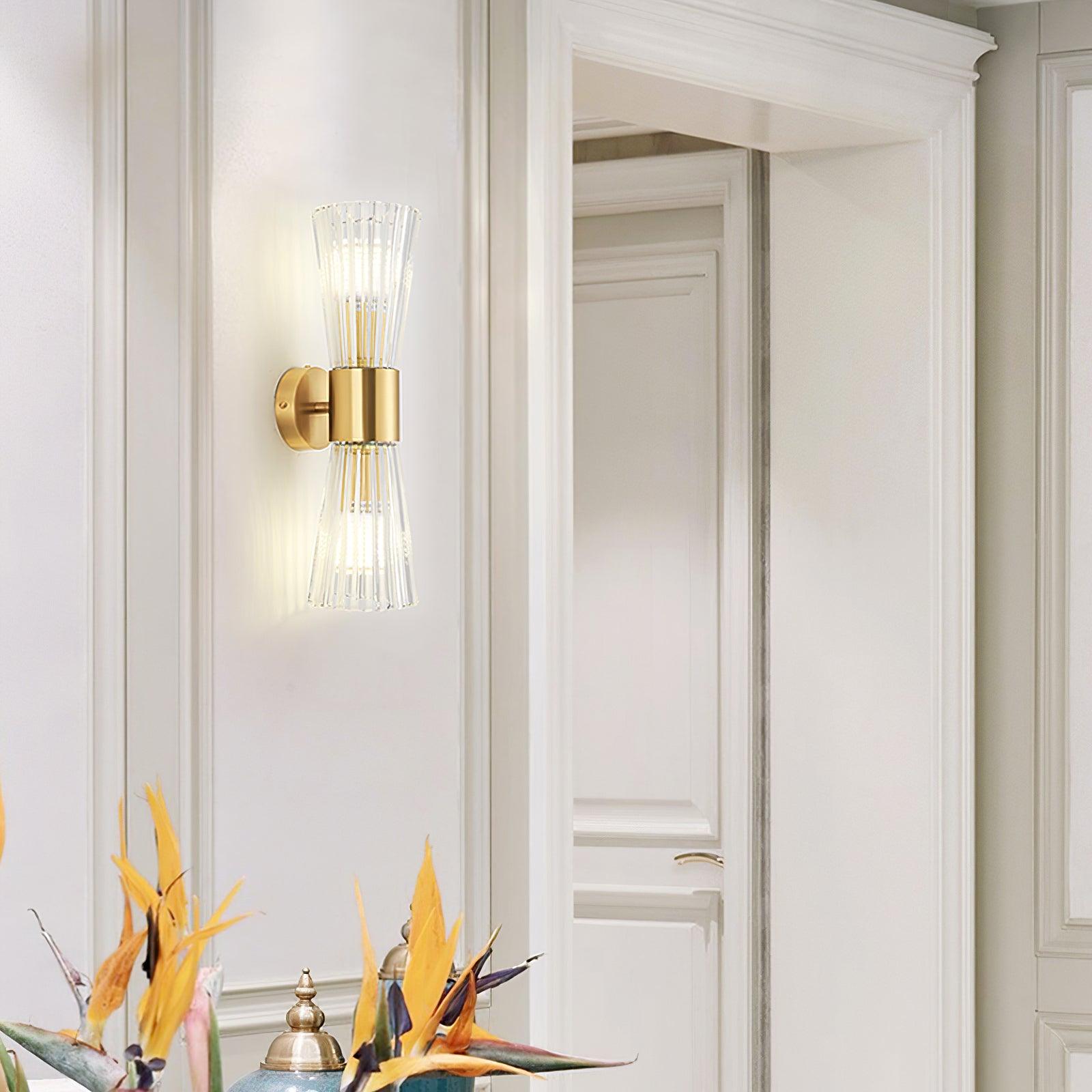 Vesta Gold Crystal Wall Sconce Modern Indoor Sconce Lighting Set of Two