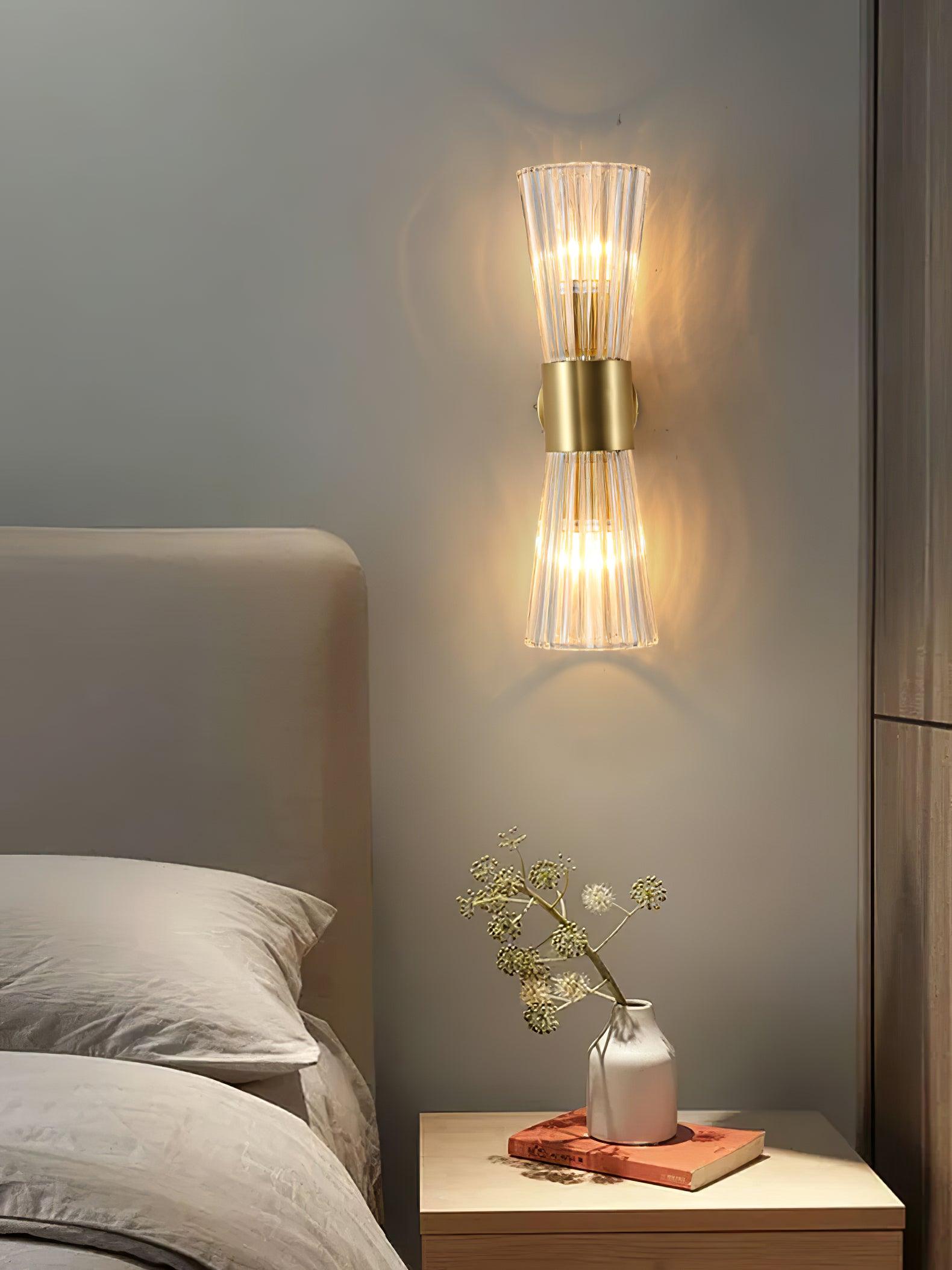 Vesta Gold Crystal Wall Sconce Modern Indoor Sconce Lighting Set of Two