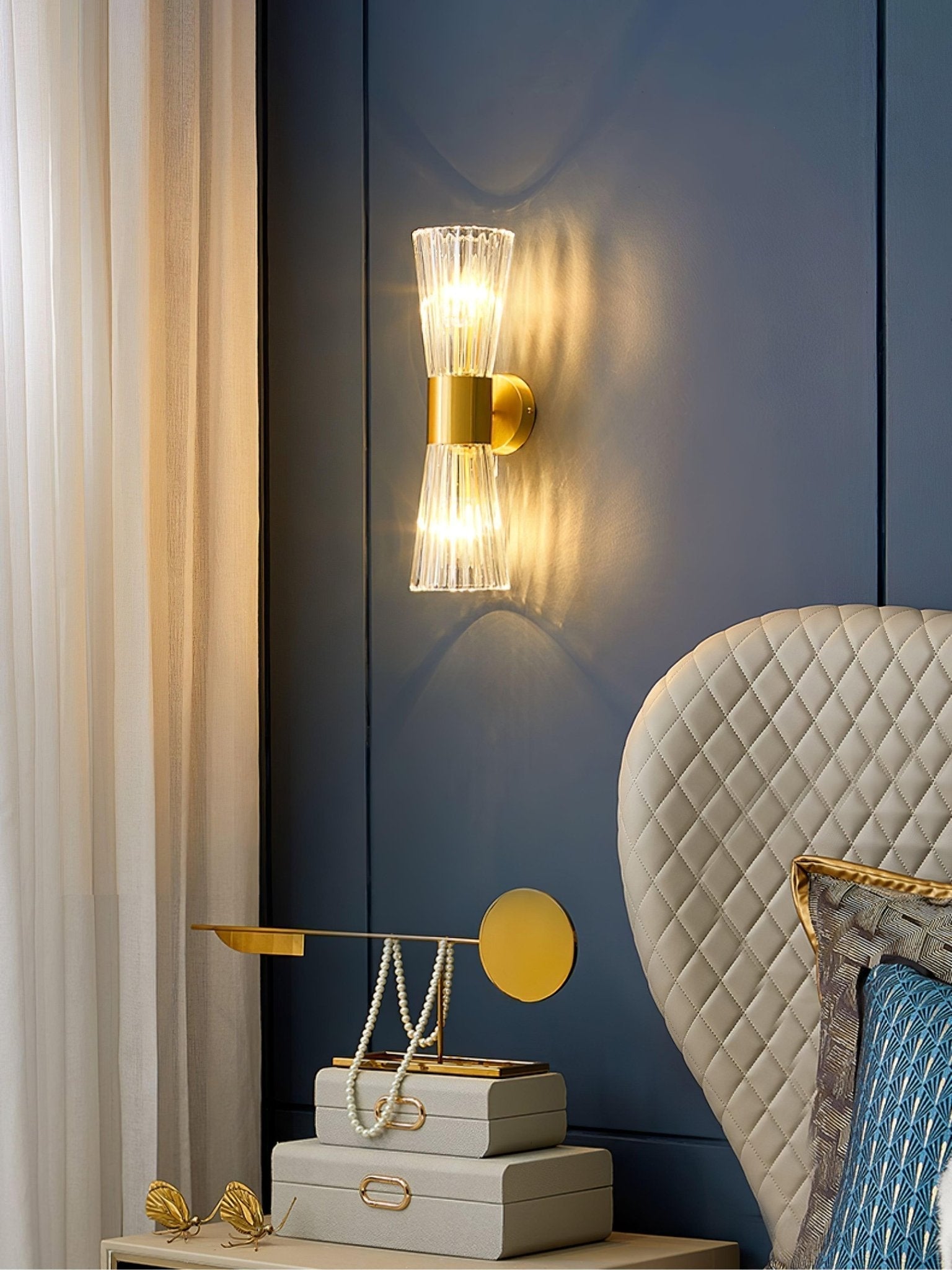 Vesta Gold Crystal Wall Sconce Modern Indoor Sconce Lighting Set of Two