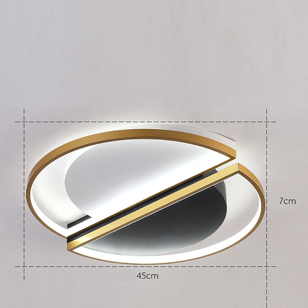 Modern Geometric LED Flush Mount Ceiling Light Black and Gold Multi Ring Fixture