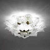 Floral Leaf Design Flush Mount Ceiling Light Elegant Metal and Glass LED Lamp