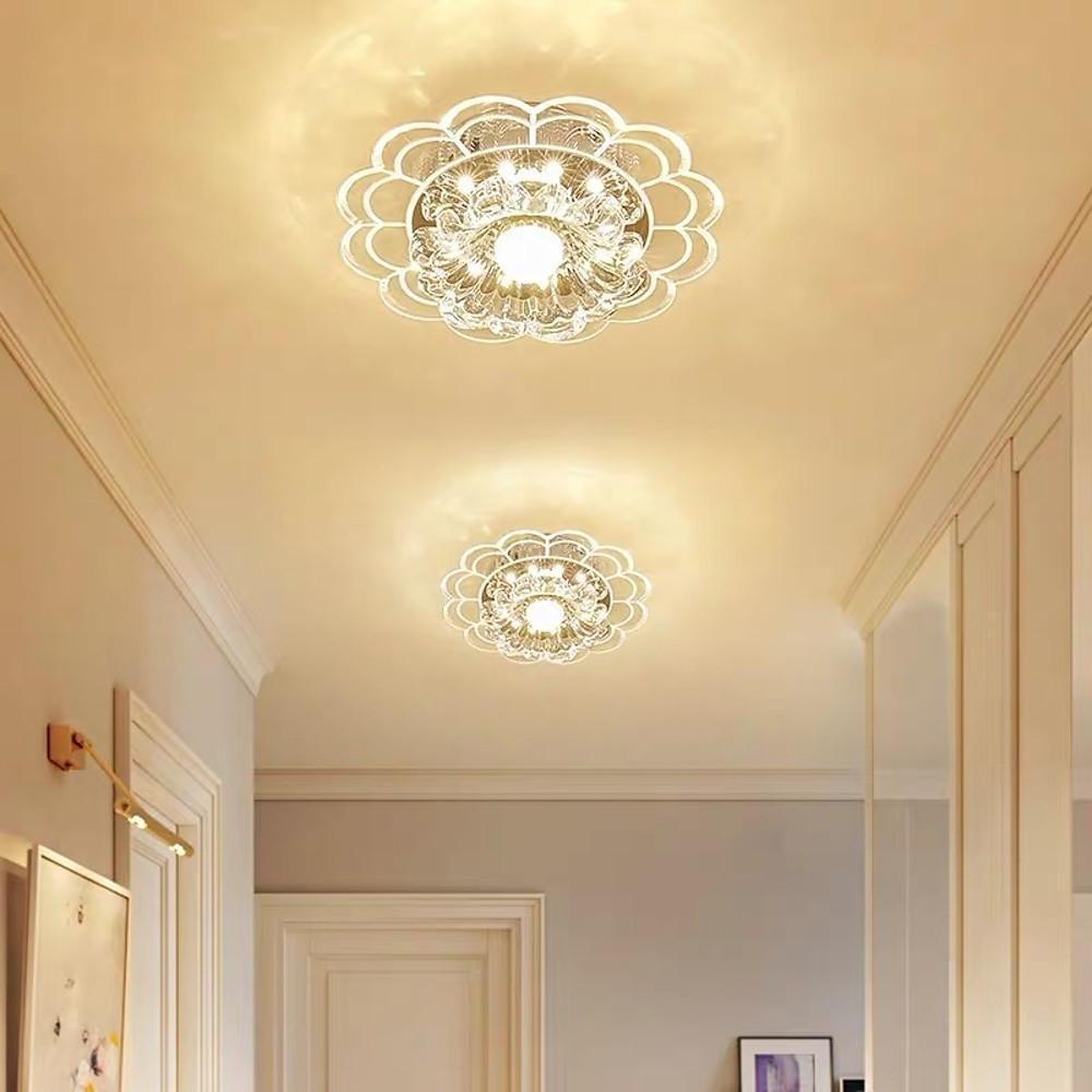 Modern Crystal Flower LED Flush Mount Ceiling Light for Entryway Kids Room and Hallway