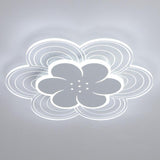 White Flower Silhouette LED Flush Mount Ceiling Light Dimmable Modern Minimalist Fixture