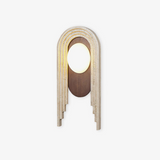 Vima Yellow Travertine and Wood LED Wall Sconce Minimalist Stone Indoor Light Fixture