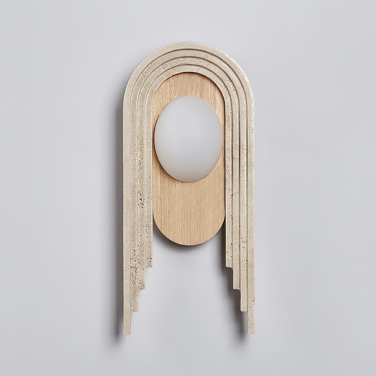 Vima Yellow Travertine and Wood LED Wall Sconce Minimalist Stone Indoor Light Fixture