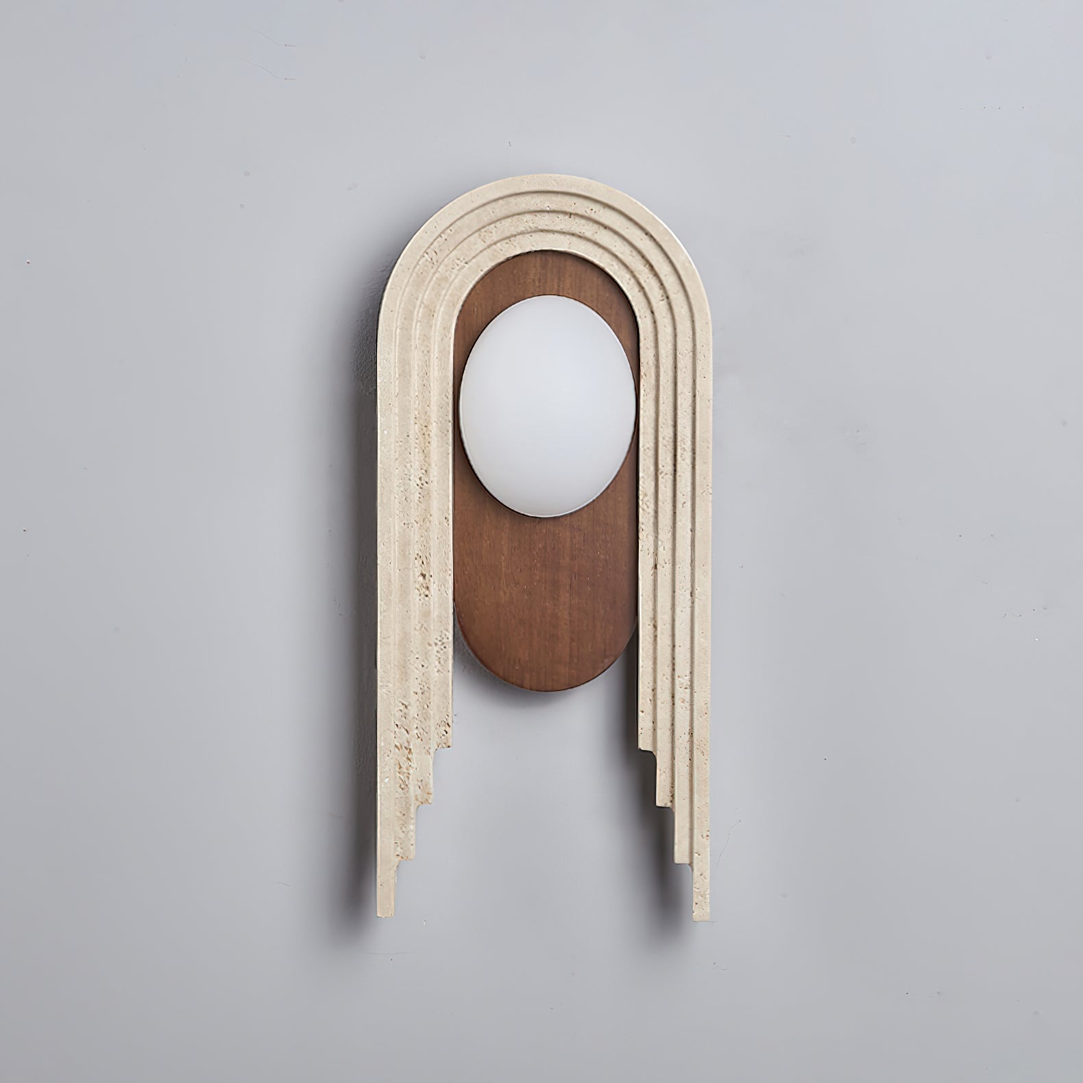 Vima Yellow Travertine and Wood LED Wall Sconce Minimalist Stone Indoor Light Fixture
