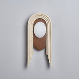 Vima Yellow Travertine and Wood LED Wall Sconce Minimalist Stone Indoor Light Fixture