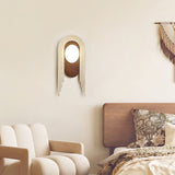 Vima Yellow Travertine and Wood LED Wall Sconce Minimalist Stone Indoor Light Fixture