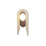 Vima Yellow Travertine and Wood LED Wall Sconce Minimalist Stone Indoor Light Fixture