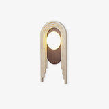 Vima Yellow Travertine and Wood LED Wall Sconce Minimalist Stone Indoor Light Fixture