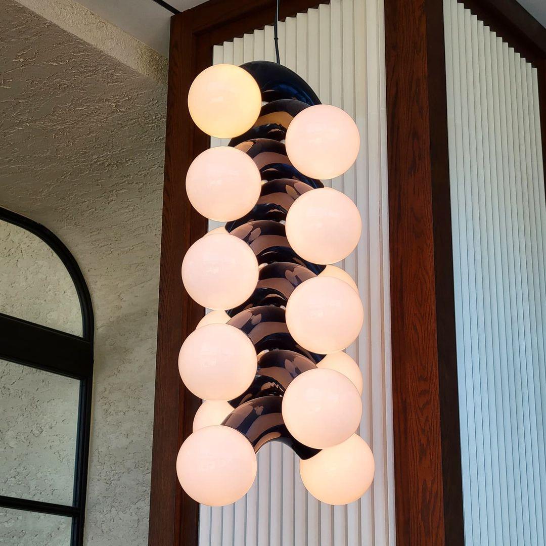 Vine Series Modular Glass Globe Pendant Light Chrome Arc Hanging Fixture