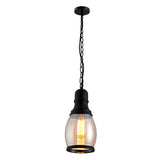 Vintage Amber Glass Pendant Light Retro Iron Lantern Chandelier for Dining Room and Bar