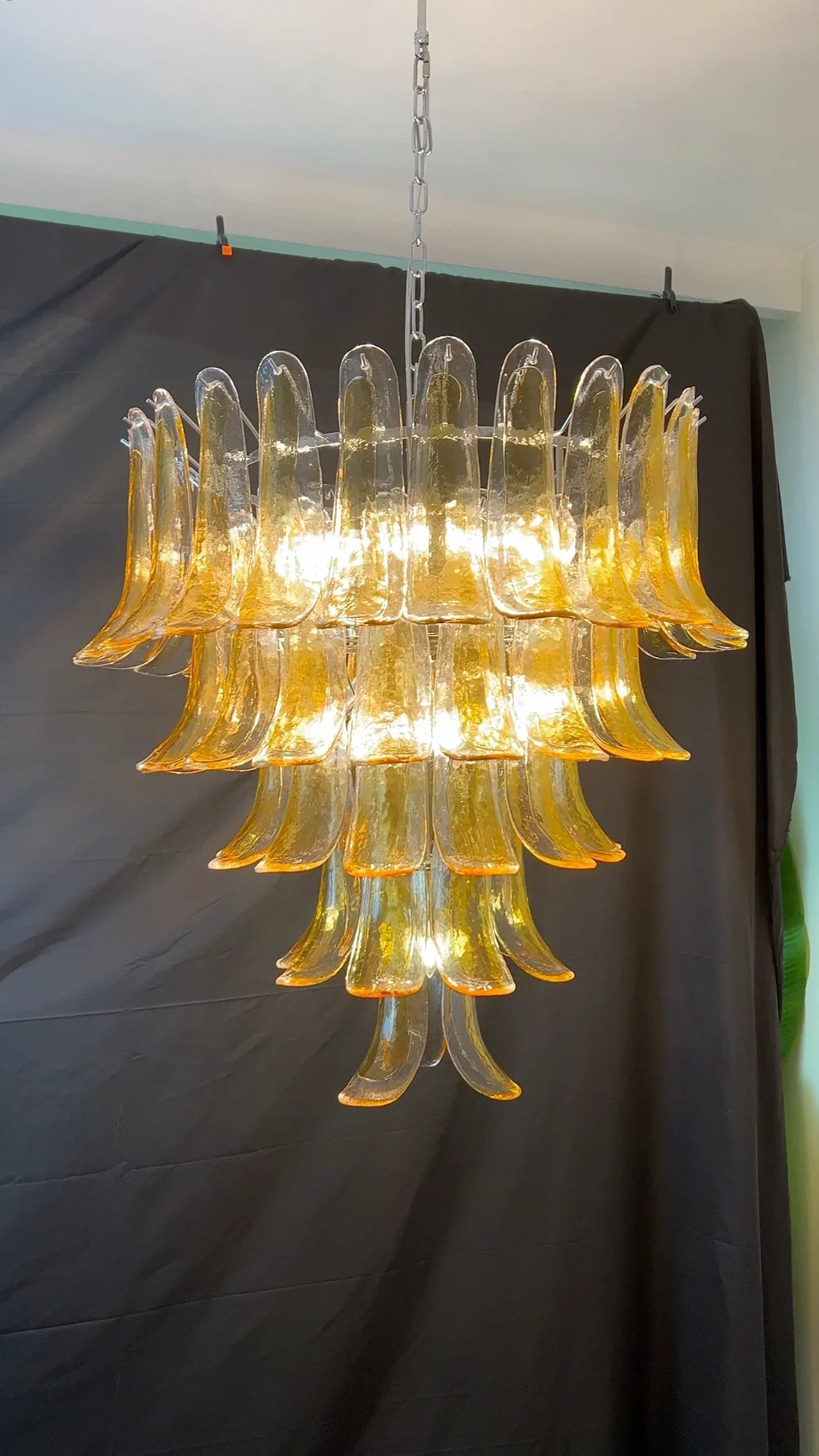 vintage-amber-murano-glass-petals-chandelier-handcrafted-elegant-pendant-light-fixture