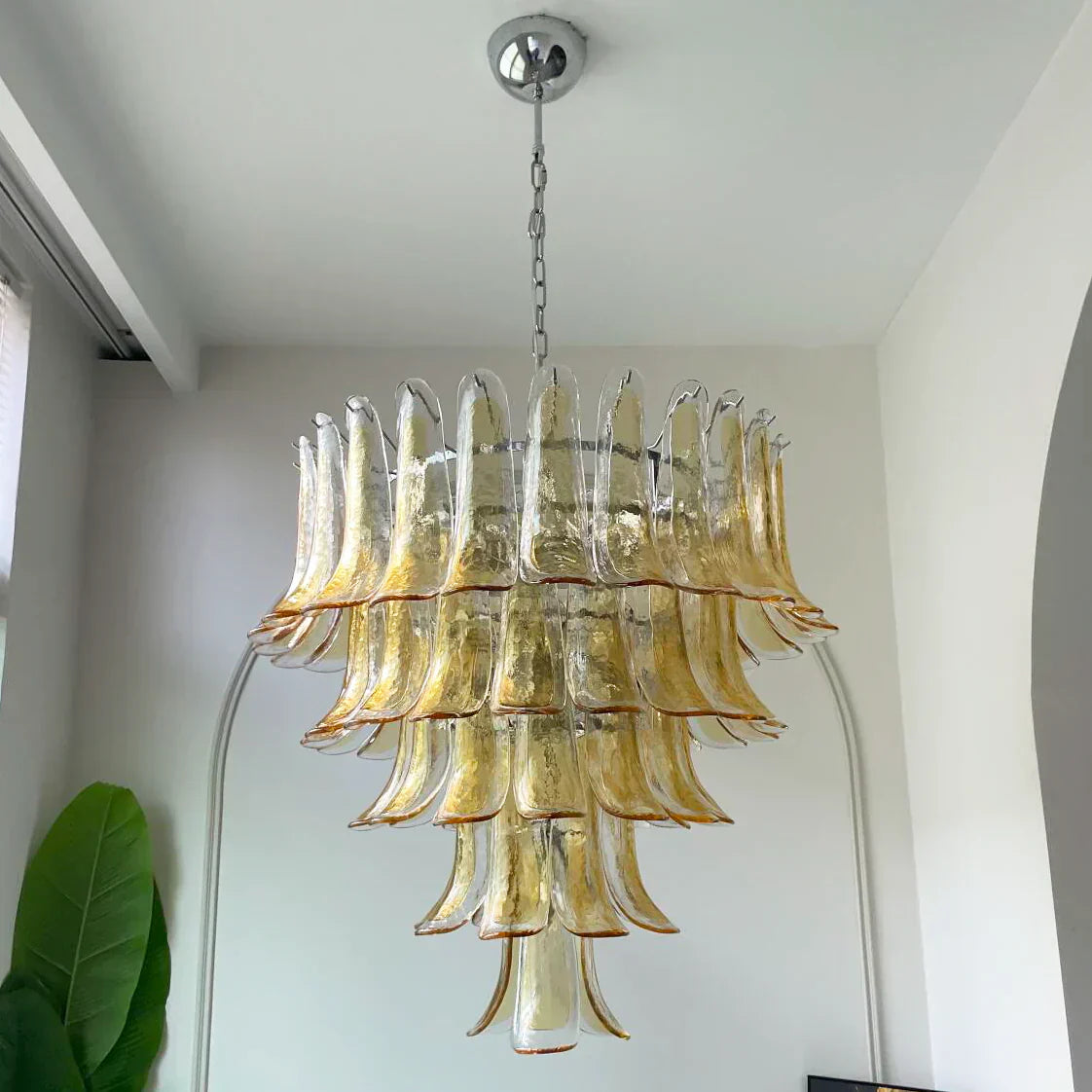 vintage-amber-murano-glass-petals-chandelier-handcrafted-elegant-pendant-light-fixture