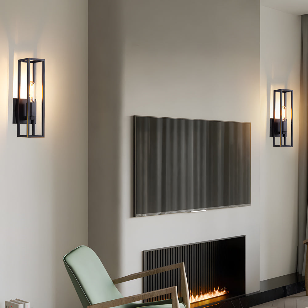 Vintage American Style Wall Sconce Retro Metal and Glass Indoor Wall Lamp for Bedroom and Living Room