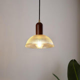 Vintage Bamboo and Glass Bowl Pendant Light for Kitchen Dining Room Country Style Ceiling Fixture