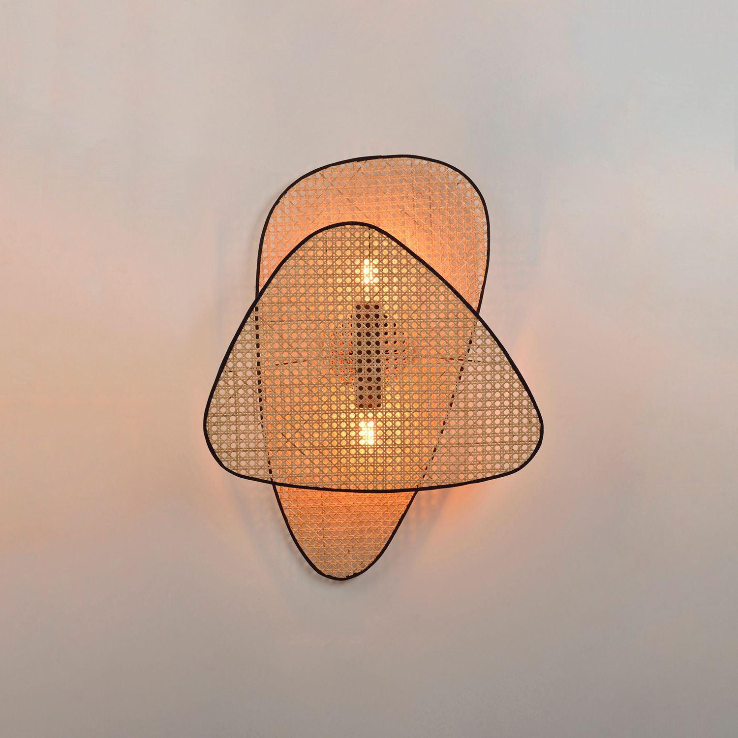 Vintage Bamboo Screen Cannage Wall Sconce Natural Wood Bracket Lighting Fixture