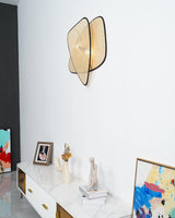 Vintage Bamboo Screen Cannage Wall Sconce Natural Wood Bracket Lighting Fixture