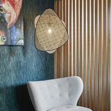 Vintage Bamboo Screen Cannage Wall Sconce Natural Wood Bracket Lighting Fixture
