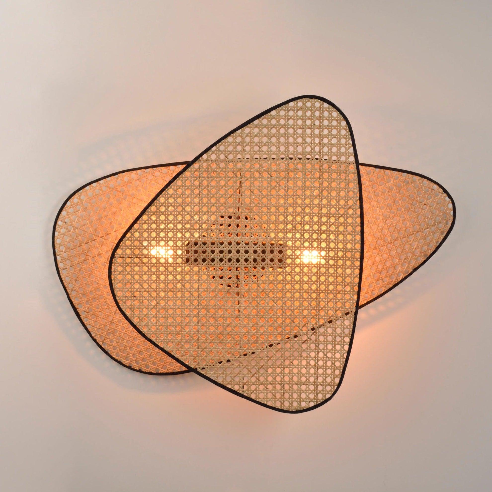 Vintage Bamboo Screen Cannage Wall Sconce Natural Wood Bracket Lighting Fixture