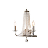 Vintage Basket Crystal Wall Sconce Traditional Distressed White Candle Wall Light