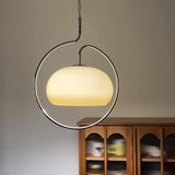 Vintage Bauhaus Medieval Pendant Lamp Chrome Cream Glass Hanging Fixture Retro Lighting