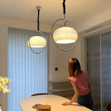 Vintage Bauhaus Medieval Pendant Lamp Chrome Cream Glass Hanging Fixture Retro Lighting