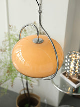 Vintage Bauhaus Medieval Pendant Lamp Chrome Cream Glass Hanging Fixture Retro Lighting