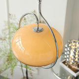 Vintage Bauhaus Medieval Pendant Lamp Chrome Cream Glass Hanging Fixture Retro Lighting