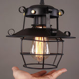 Vintage Birdcage Iron Pendant Light Industrial Geometric Hanging Lamp for Kitchen and Dining