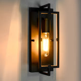 Vintage Black Iron Rectangular Industrial Wall Sconce for Bedroom and Living Room Lighting