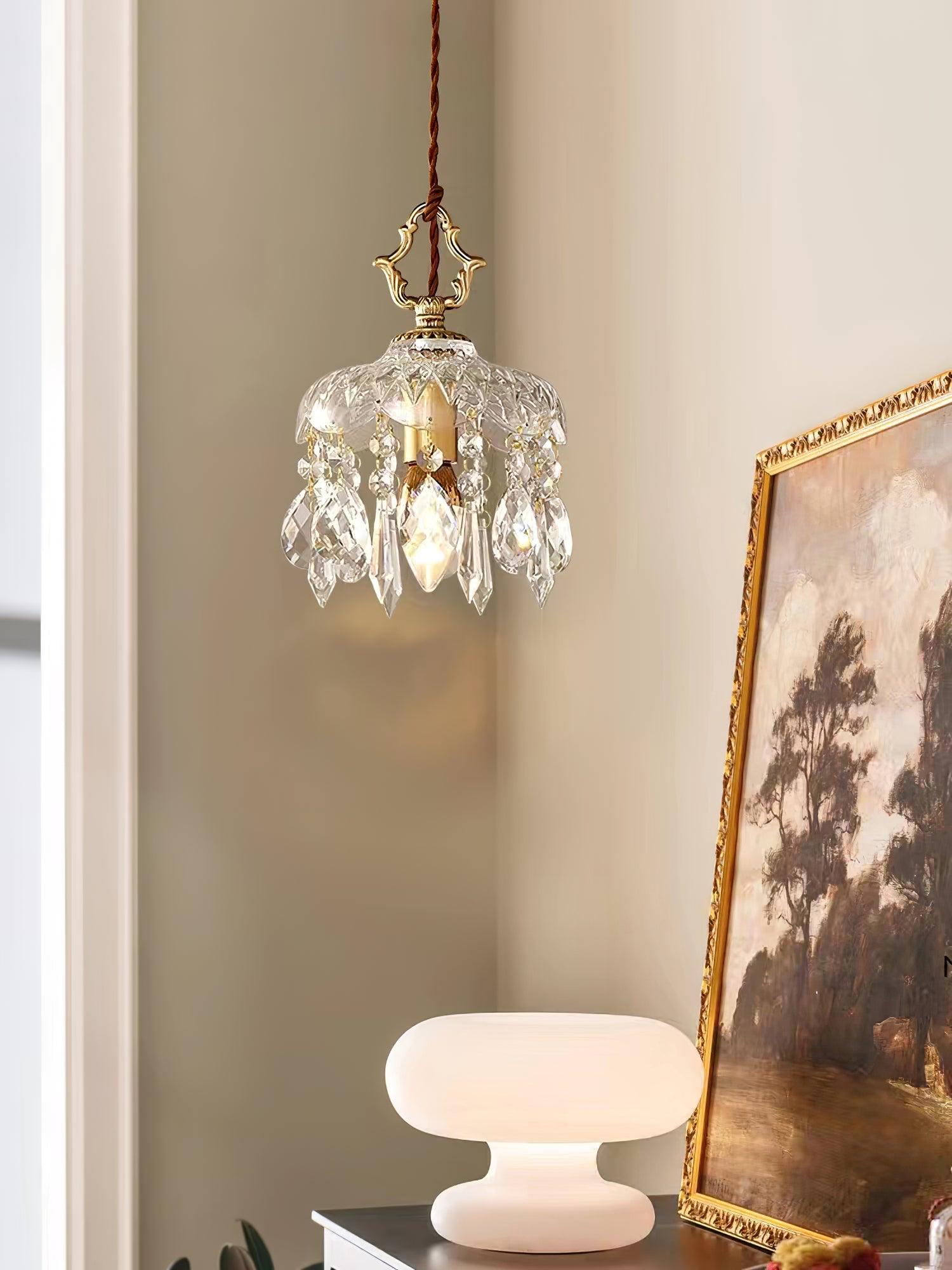 Vintage Brass and Clear Glass Bowl Pendant Light Elegant Ceiling Fixture for Dining Room