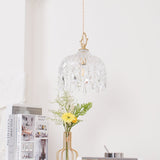 Vintage Brass and Clear Glass Bowl Pendant Light Elegant Ceiling Fixture for Dining Room