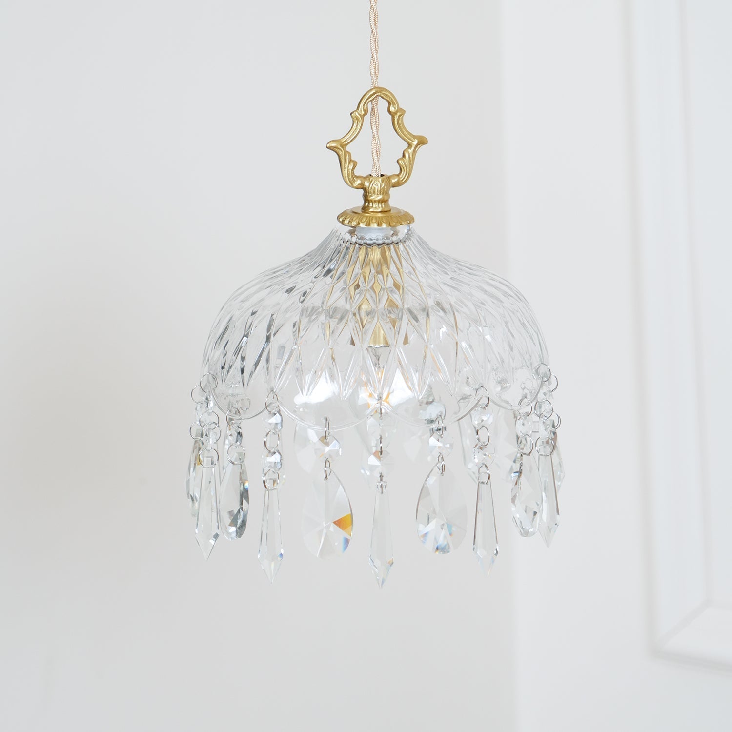 Vintage Brass and Clear Glass Bowl Pendant Light Elegant Ceiling Fixture for Dining Room