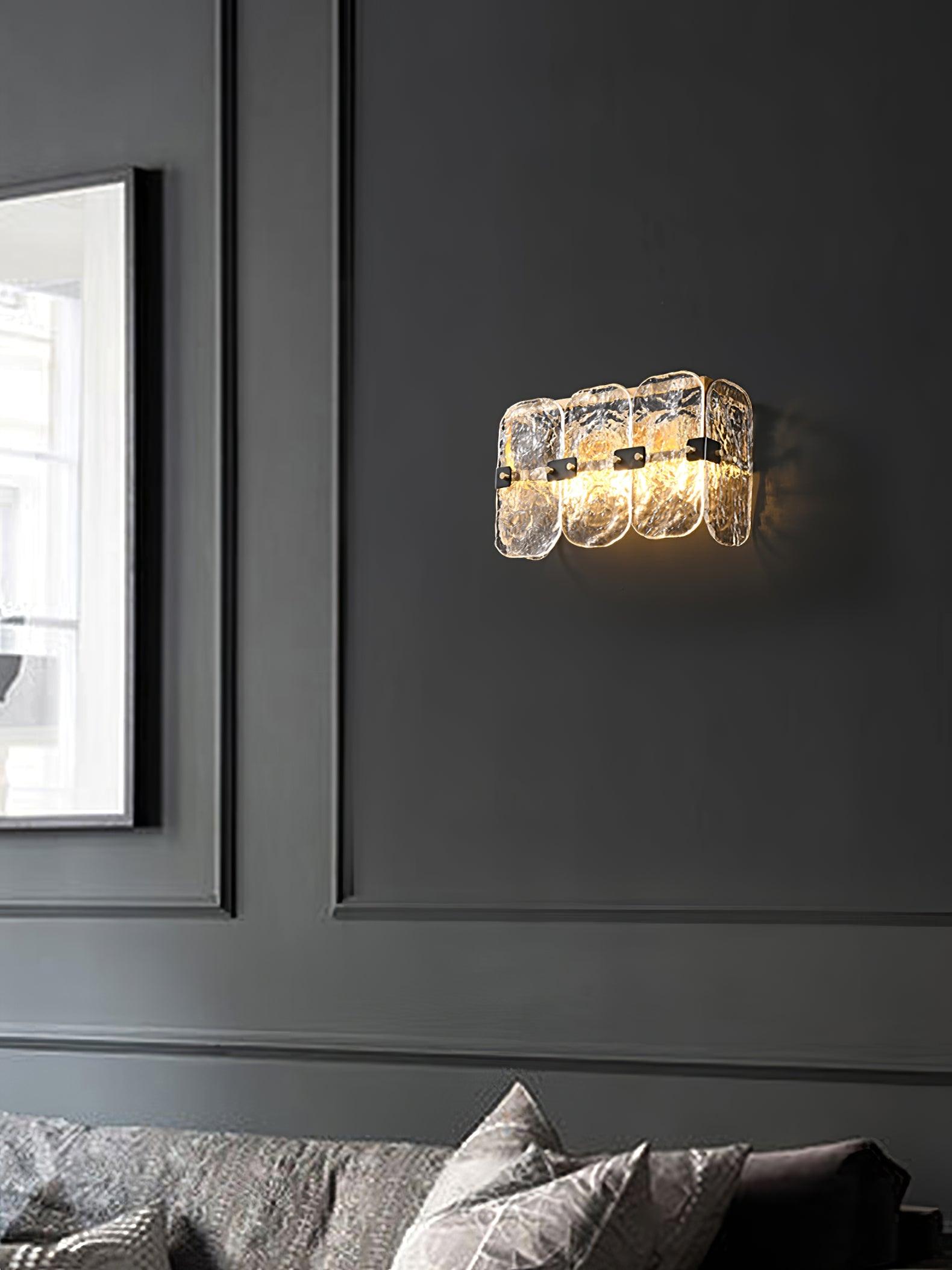 Vintage Brass and Hand Blown Glass Wall Light Fixture Set of 2 Indoor Sconces