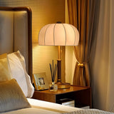 Vintage Brass Dome Table Lamp with Floral Fabric Shade and Pull Chain for Bedroom