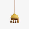 Vintage Brass Drop Light with French Tassels and Clear Blown Glass Globe