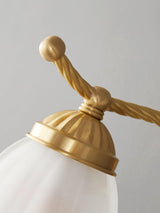 Vintage Brass Floral Glass Wall Sconce Set with Curved Gooseneck for Bedroom