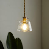 Vintage Brass Glass Cup Pendant Light with Amber Green and Clear Shades