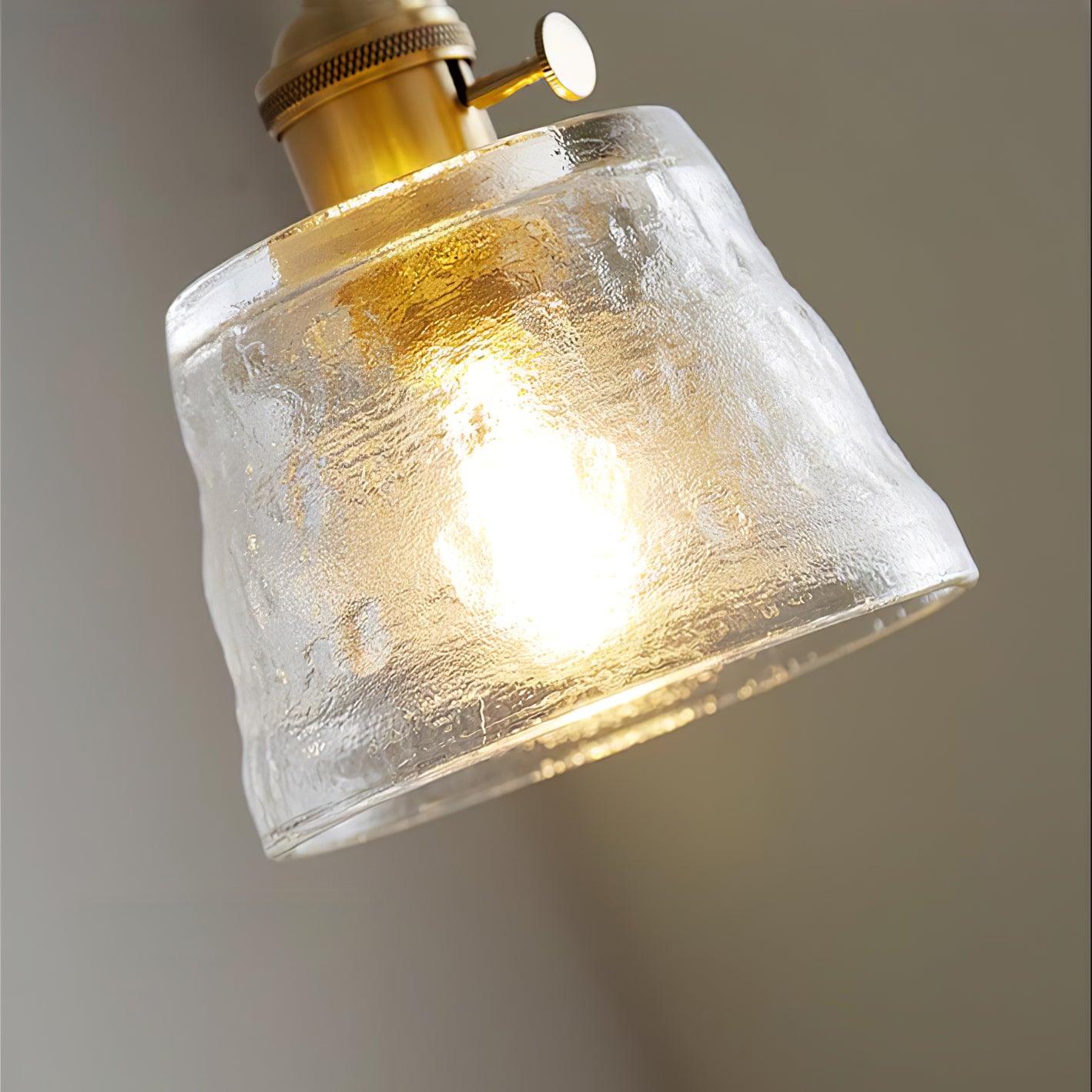Vintage Brass Glass Cup Pendant Light with Amber Green and Clear Shades
