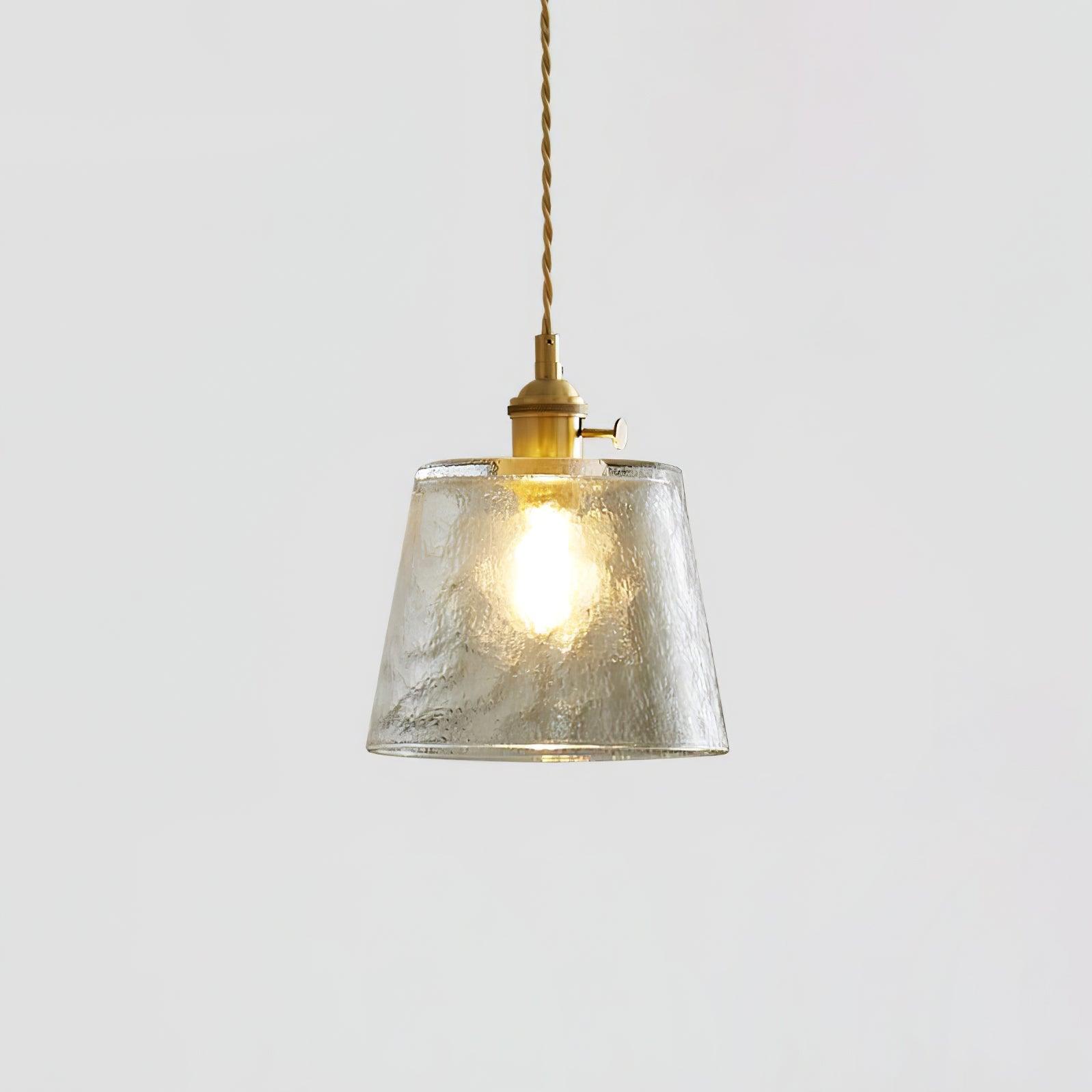 Vintage Brass Glass Cup Pendant Light with Amber Green and Clear Shades