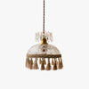 Vintage Brass Hammered Glass Bowl Tassel Pendant Light Elegant Ceiling Hanging Fixture