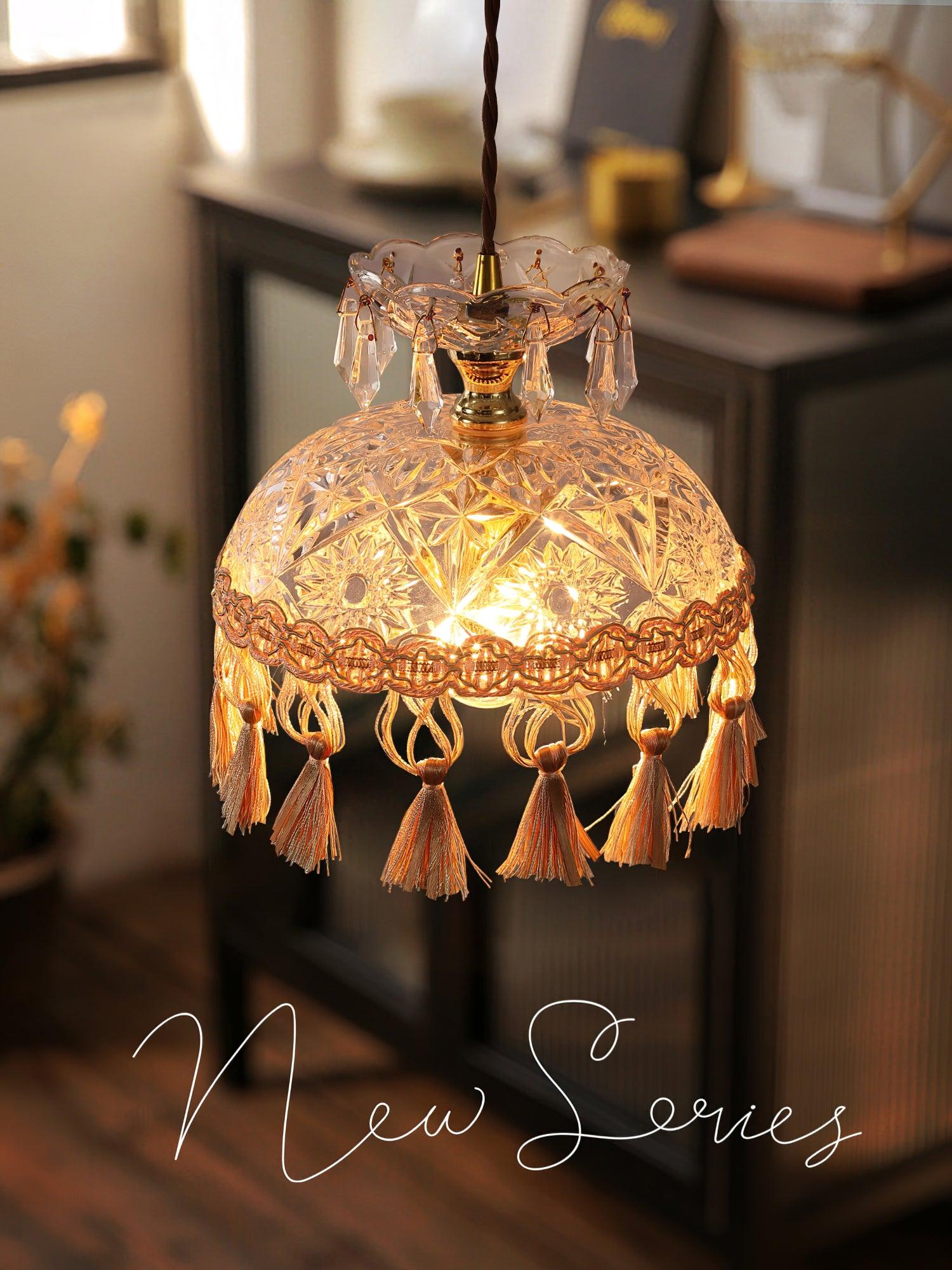 Vintage Brass Hammered Glass Bowl Tassel Pendant Light Elegant Ceiling Hanging Fixture