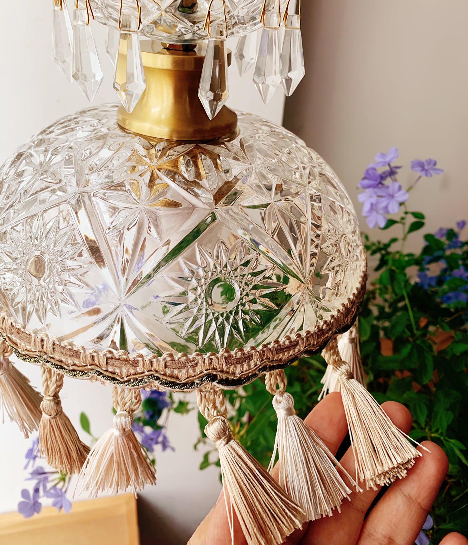 Vintage Brass Hammered Glass Bowl Tassel Pendant Light Elegant Ceiling Hanging Fixture