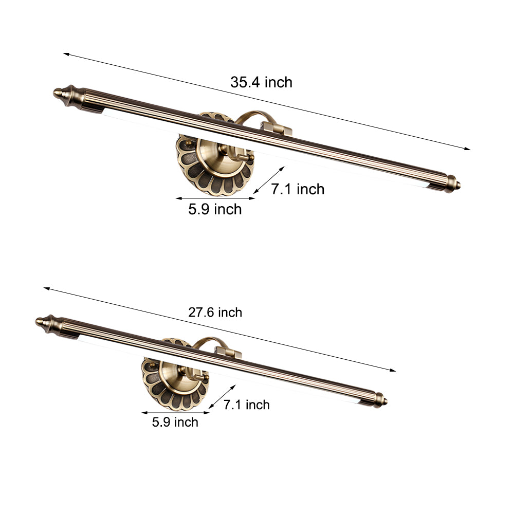 Vintage Bronze LED Bathroom Vanity Light Adjustable Cylinder Wall Sconce for Powder Room